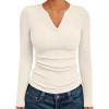 imageTrendy Queen Womens Long Sleeve Shirts V Neck Ribbed Knit Fall Tops Henley Teen Girls Basic Tee 2025Apricot