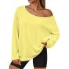 imageTrendy Queen Womens Off The Shoulder Tops Oversized Tshirts Long Sleeve 2025 Casual Basic TeesYellow