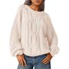 imageTrendy Queen Womens Oversized Cable Knit Crewneck Fall Pullover SweatersCream