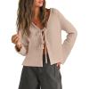 imageTrendy Queen Womens Tie Front Tops Fall Cardigan Sweaters 2025 Fashion Crochet Crop Vacation Clothes Cute Y2K Casual OutfitsApricot