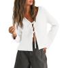 imageTrendy Queen Womens Tie Front Tops Fall Cardigan Sweaters 2025 Fashion Crochet Crop Vacation Clothes Cute Y2K Casual OutfitsWhite