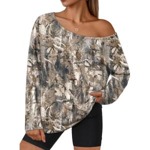 imageTrendy Queen Womens Off The Shoulder Tops Oversized Tshirts Long Sleeve 2025 Casual Basic TeesPrinted3