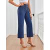 imageTrendy Queen Womens Capri Jeans High Waisted Wide Straight Leg Stretchy Cropped Jeans Fashion Denim Pants Fall 2025Blue