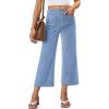 imageTrendy Queen Womens Capri Jeans High Waisted Wide Straight Leg Stretchy Cropped Jeans Fashion Denim Pants Fall 2025Lightblue