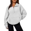 imageTrendy Queen Womens Oversized Sweatshirts Quarter Zip Pullover Long Sleeve Fall Fashion 2025 Winter Clothes Thumb HolesGrey