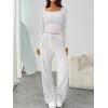 imageTrendy Queen 2 Piece Scoop Neck Lounge Set Womens Wide Leg Pants Side Ruching Slightly Crop Top Sweatsuit Sets With PocketsOatmeal Grey