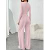 imageTrendy Queen 2 Piece Scoop Neck Lounge Set Womens Wide Leg Pants Side Ruching Slightly Crop Top Sweatsuit Sets With PocketsPastel Pink