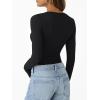 imageTrendy Queen Womens Modal Long Sleeve TShirts Basic Crop Tops 2025 Fall Fashion Outfits Going Out Winter ClothesBlack