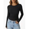 imageTrendy Queen Womens Modal Long Sleeve TShirts Basic Crop Tops 2025 Fall Fashion Outfits Going Out Winter ClothesBlack