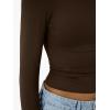 imageTrendy Queen Womens Modal Long Sleeve TShirts Basic Crop Tops 2025 Fall Fashion Outfits Going Out Winter ClothesBrown