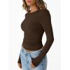 imageTrendy Queen Womens Modal Long Sleeve TShirts Basic Crop Tops 2025 Fall Fashion Outfits Going Out Winter ClothesBrown