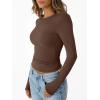 imageTrendy Queen Womens Modal Long Sleeve TShirts Basic Crop Tops 2025 Fall Fashion Outfits Going Out Winter ClothesCocoa