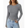 imageTrendy Queen Womens Modal Long Sleeve TShirts Basic Crop Tops 2025 Fall Fashion Outfits Going Out Winter ClothesGrey