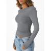 imageTrendy Queen Womens Modal Long Sleeve TShirts Basic Crop Tops 2025 Fall Fashion Outfits Going Out Winter ClothesGrey