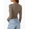 imageTrendy Queen Womens Modal Long Sleeve TShirts Basic Crop Tops 2025 Fall Fashion Outfits Going Out Winter ClothesKhaki