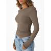 imageTrendy Queen Womens Modal Long Sleeve TShirts Basic Crop Tops 2025 Fall Fashion Outfits Going Out Winter ClothesKhaki