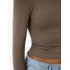 imageTrendy Queen Womens Modal Long Sleeve TShirts Basic Crop Tops 2025 Fall Fashion Outfits Going Out Winter ClothesKhaki