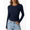 imageTrendy Queen Womens Modal Long Sleeve TShirts Basic Crop Tops 2025 Fall Fashion Outfits Going Out Winter ClothesNavy Blue