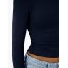 imageTrendy Queen Womens Modal Long Sleeve TShirts Basic Crop Tops 2025 Fall Fashion Outfits Going Out Winter ClothesNavy Blue