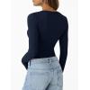imageTrendy Queen Womens Modal Long Sleeve TShirts Basic Crop Tops 2025 Fall Fashion Outfits Going Out Winter ClothesNavy Blue