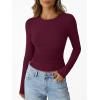 imageTrendy Queen Womens Modal Long Sleeve TShirts Basic Crop Tops 2025 Fall Fashion Outfits Going Out Winter ClothesWine