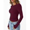 imageTrendy Queen Womens Modal Long Sleeve TShirts Basic Crop Tops 2025 Fall Fashion Outfits Going Out Winter ClothesWine