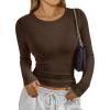 imageTrendy Queen Womens Modal Long Sleeve TShirts Basic Crop Tops 2025 Fall Fashion Outfits Going Out Winter ClothesBrown