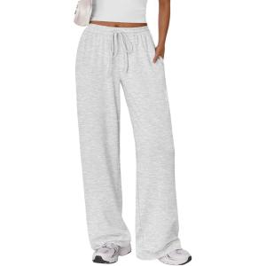 imageTrendy Queen Womens Lounge Pants Wide Leg Comfy Barrel Pajamas Pants Baggy Flowy 2025 Fall Fashion Outfits with PocketsGrey