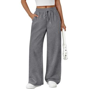 imageTrendy Queen Womens Wide Leg Sweatpants Drawstring High Waisted Lounge Barrel Pants Fall Baggy Athletic Joggers with PocketsDarkgrey