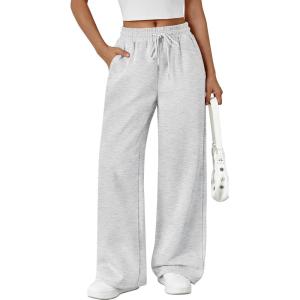 imageTrendy Queen Womens Wide Leg Sweatpants Drawstring High Waisted Lounge Barrel Pants Fall Baggy Athletic Joggers with PocketsGrey