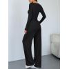 imageTrendy Queen Women 2 Piece Matching Lounge Sets Clothing Comfy Gym Wide Leg Pants 2025 Y2K Sweatsuits Fall Travel OutfitBlack