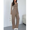 imageTrendy Queen Women 2 Piece Matching Lounge Sets Clothing Comfy Gym Wide Leg Pants 2025 Y2K Sweatsuits Fall Travel OutfitMocha