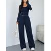 imageTrendy Queen Women 2 Piece Matching Lounge Sets Clothing Comfy Gym Wide Leg Pants 2025 Y2K Sweatsuits Fall Travel OutfitNavy