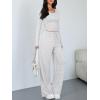 imageTrendy Queen Women 2 Piece Matching Lounge Sets Clothing Comfy Gym Wide Leg Pants 2025 Y2K Sweatsuits Fall Travel OutfitOatmeal Grey
