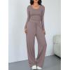 imageTrendy Queen Women 2 Piece Matching Lounge Sets Clothing Comfy Gym Wide Leg Pants 2025 Y2K Sweatsuits Fall Travel OutfitRose Taupe