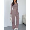 imageTrendy Queen Women 2 Piece Matching Lounge Sets Clothing Comfy Gym Wide Leg Pants 2025 Y2K Sweatsuits Fall Travel OutfitRose Taupe
