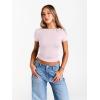 imageTrendy Queen Womens Boat Neck Tops Short Sleeve TShirts Slim Fitted Compression Summer Y2k Basic Clothes 2025Lightpink