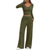 imageTrendy Queen Women 2 Piece Matching Lounge Sets Clothing Comfy Gym Wide Leg Pants 2025 Y2K Sweatsuits Fall Travel OutfitArmy