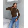 imageTrendy Queen Womens Turtleneck Long Sleeve Shirts Fall Fashion Basic Thermal Underwear Tops Winter Clothes 2025Chocolate Brown