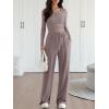 imageTrendy Queen 2 Piece Matching Lounge Sets for Women Fall Fashion 2025 Two Piece Outfits Henley Crop Tops Wide Leg PantsRose Taupe