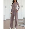 imageTrendy Queen 2 Piece Matching Lounge Sets for Women Fall Fashion 2025 Two Piece Outfits Henley Crop Tops Wide Leg PantsRose Taupe