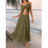 imageTrendy Queen Long Skirts for Women Boho Maxi Skirt Summer Swing Tiered ALine Elastic High Waist Dress with Pockets FashionArmygreen