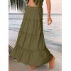 imageTrendy Queen Long Skirts for Women Boho Maxi Skirt Summer Swing Tiered ALine Elastic High Waist Dress with Pockets FashionArmygreen