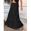 imageTrendy Queen Long Skirts for Women Boho Maxi Skirt Summer Swing Tiered ALine Elastic High Waist Dress with Pockets FashionBlack