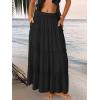 imageTrendy Queen Long Skirts for Women Boho Maxi Skirt Summer Swing Tiered ALine Elastic High Waist Dress with Pockets FashionBlack