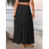 imageTrendy Queen Long Skirts for Women Boho Maxi Skirt Summer Swing Tiered ALine Elastic High Waist Dress with Pockets FashionBlack