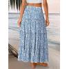 imageTrendy Queen Long Skirts for Women Boho Maxi Skirt Summer Swing Tiered ALine Elastic High Waist Dress with Pockets FashionBlue Flower