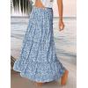 imageTrendy Queen Long Skirts for Women Boho Maxi Skirt Summer Swing Tiered ALine Elastic High Waist Dress with Pockets FashionBlue Flower