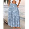 imageTrendy Queen Long Skirts for Women Boho Maxi Skirt Summer Swing Tiered ALine Elastic High Waist Dress with Pockets FashionBlue Flower