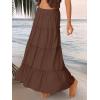 imageTrendy Queen Long Skirts for Women Boho Maxi Skirt Summer Swing Tiered ALine Elastic High Waist Dress with Pockets FashionBrown
